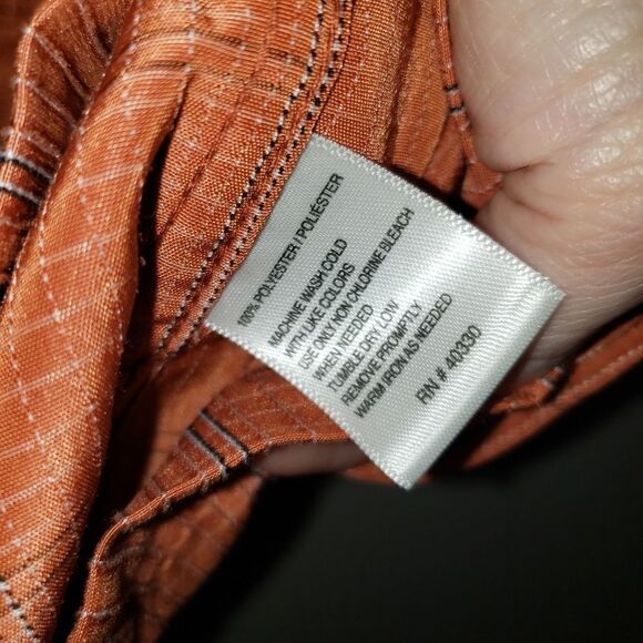 HAGGAR CLOTHING ORANGE PLAID SHORT SLEEVE BUTTON DOWN SIZE LARGE - Picture 3 of 3